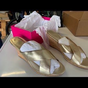 NIB Lilly Pulitzer Selena Slide Gold Wedge!